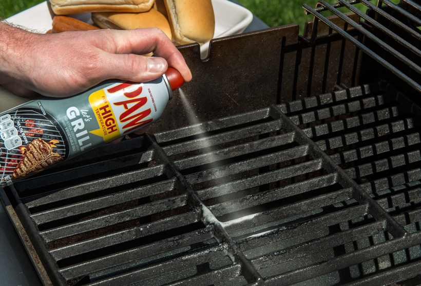 Spraying Grill Grates with PAM